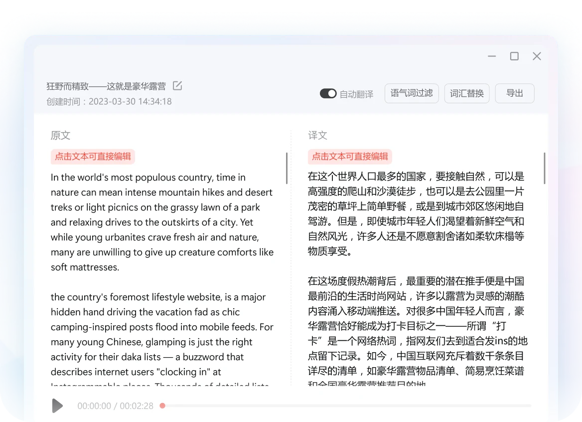 有道翻译桌面端功能界面，展示跨境沟通术语应用指南